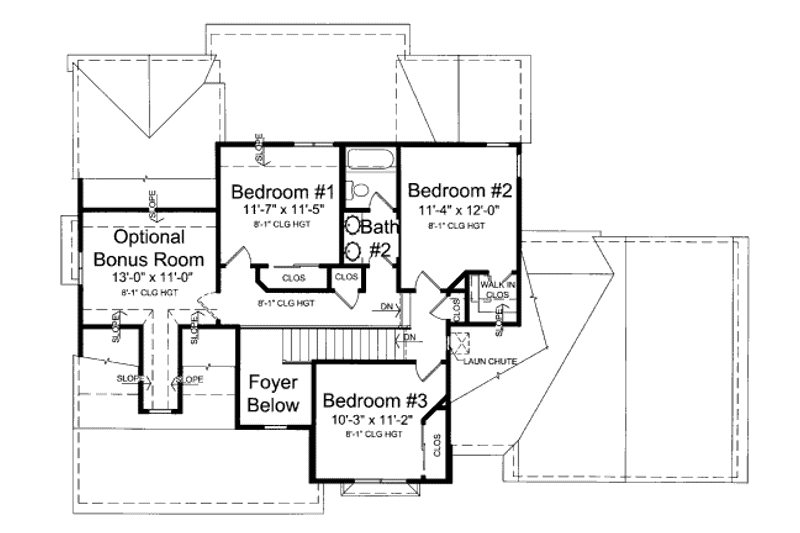 Dream House Plan - Floor Plan - Upper Floor for Craftsman House Plan #46-429 - 4 bed, 2.5 bath