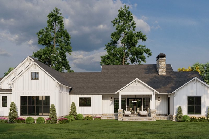 House Design - Exterior - Rear Elevation for Farmhouse House Plan #923-419 - 3 bed, 3.5 bath