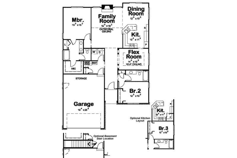 Home Plan - Floor Plan - Main Floor for Traditional House Plan #20-1784 - 2 bed, 2 bath