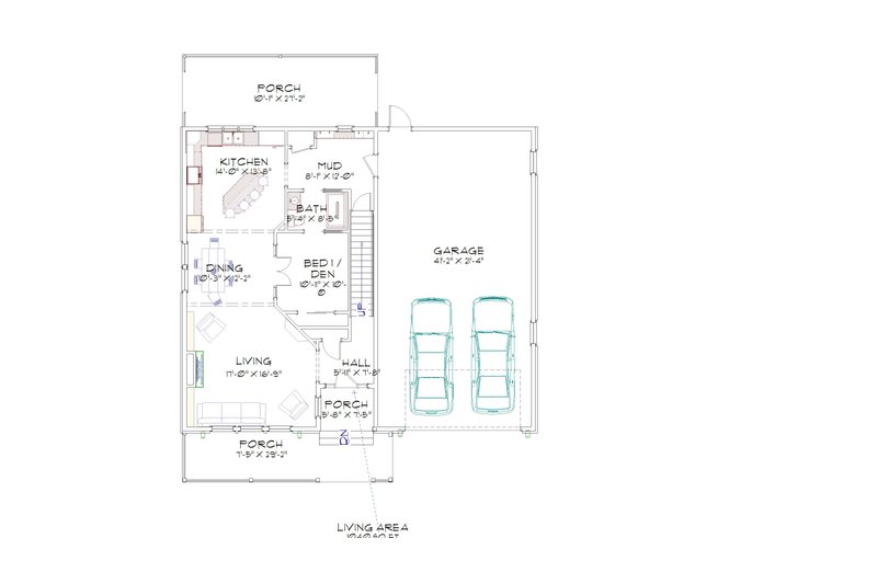 House Blueprint - Floor Plan - Main Floor for Farmhouse House Plan #1109-6 - 5 bed, 3 bath