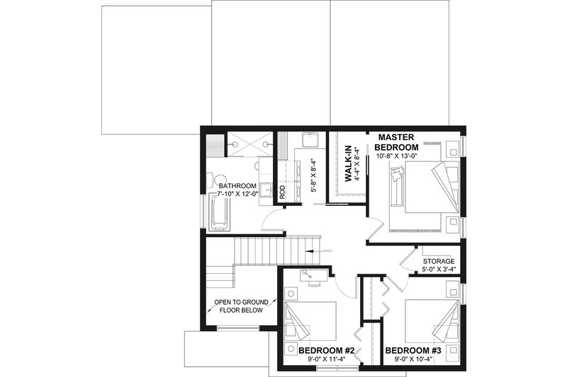Architectural House Design - Floor Plan - Upper Floor for Modern House Plan #23-2865 - 3 bed, 1.5 bath