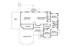 Floor Plan - Lower Floor for Contemporary House Plan #920-93 - 6 bed, 3.5 bath