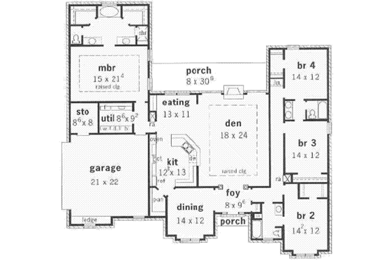 Floor Plan - Main Floor for Colonial House Plan #16-174 - 4 bed, 3 bath