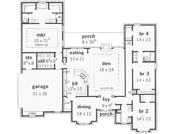 Colonial Floor Plan - Main Floor Plan #16-174