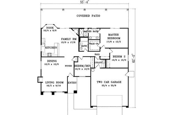 Floor Plan - Main Floor for Traditional House Plan #1-1002 - 3 bed, 2 bath