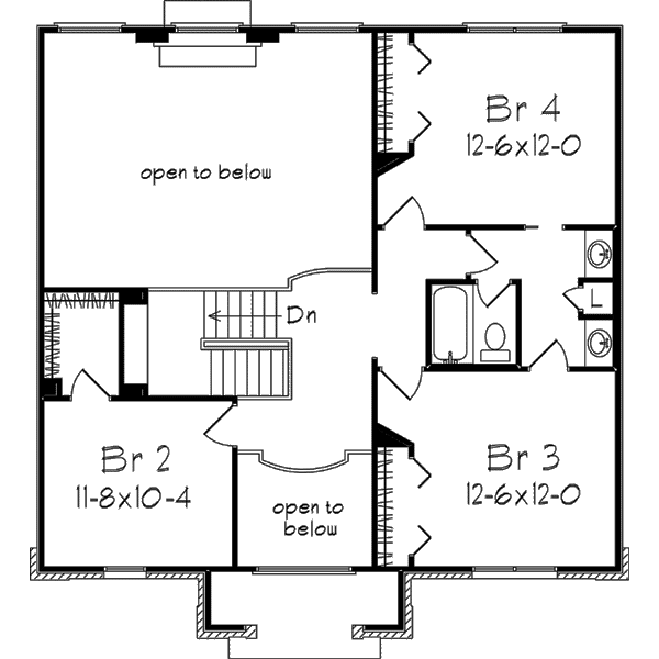 Traditional Floor Plan - Upper Floor Plan #57-127
