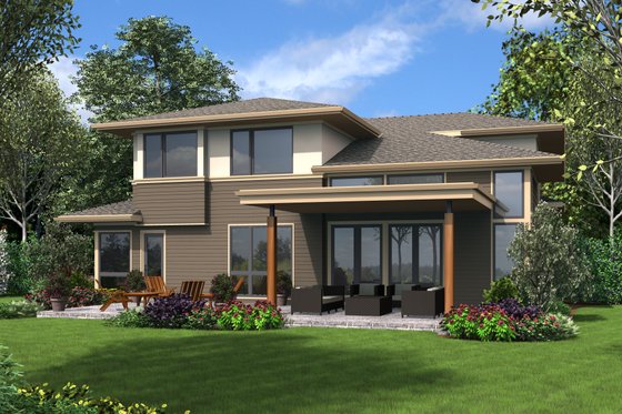 Exterior - Rear Elevation for Contemporary House Plan #48-707 - 3 bed, 3 bath