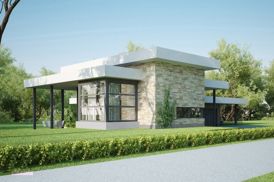 Modern style home designed by Arch L.A.B., elevation