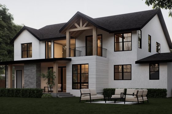 Exterior - Rear Elevation for Farmhouse House Plan #1066-327 - 4 bed, 4.5 bath