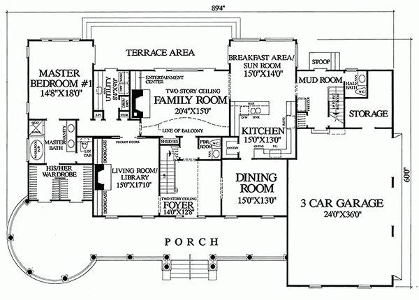 Home Plan - Southern Floor Plan - Main Floor Plan #137-128