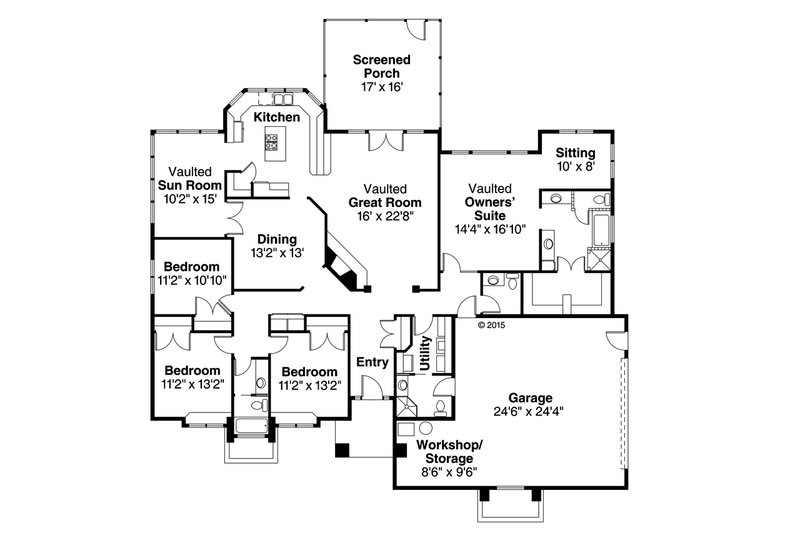 Architectural House Design - Floor Plan - Main Floor for Traditional House Plan #124-184 - 4 bed, 3.5 bath