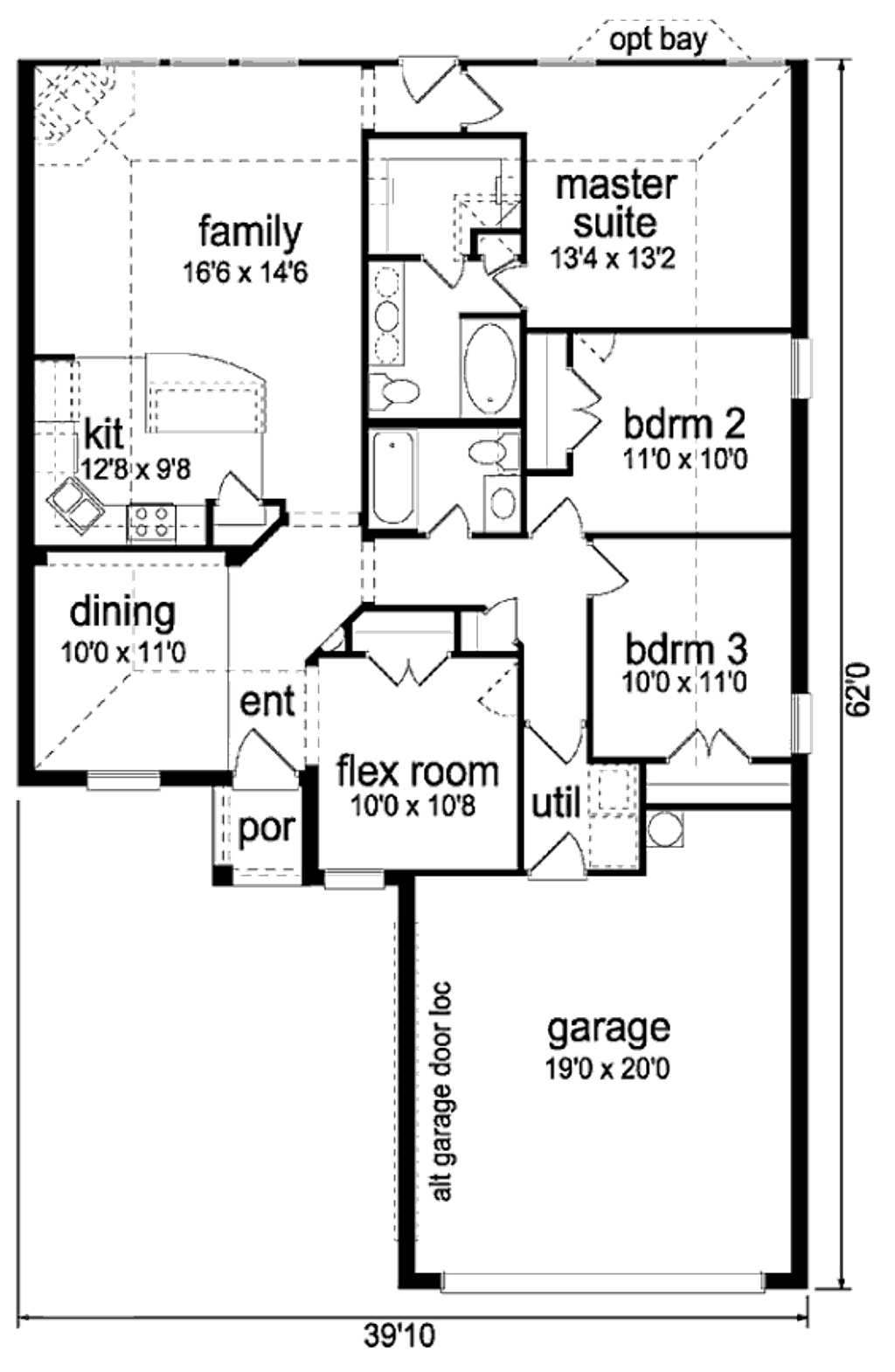 Floor Plan - Main Floor for Traditional House Plan #84-329 - 3 bed, 2 bath