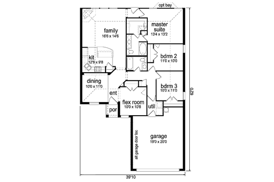 Floor Plan - Main Floor for Traditional House Plan #84-329 - 3 bed, 2 bath