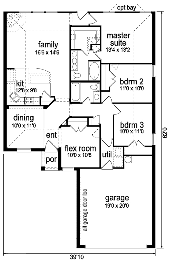 Floor Plan - Main Floor for Traditional House Plan #84-329 - 3 bed, 2 bath