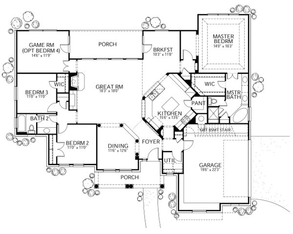 House Plan Design - Traditional Floor Plan - Main Floor Plan #80-118