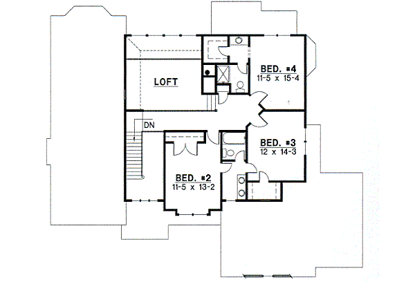 Traditional Floor Plan - Upper Floor Plan #67-306