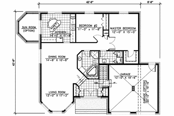 Floor Plan - Main Floor for European House Plan #138-126 - 2 bed, 1 bath