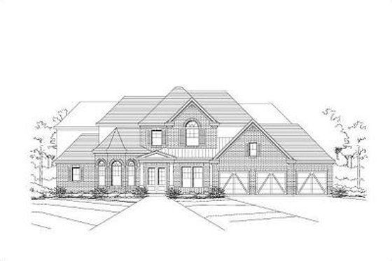 Exterior - Front Elevation for European House Plan #411-330 - 4 bed, 3.5 bath