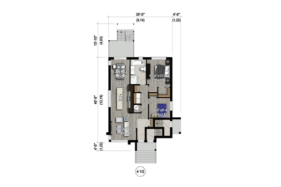 Floor Plan - Main Floor 1 for Contemporary House Plan #25-4555 - 6 bed, 3 bath