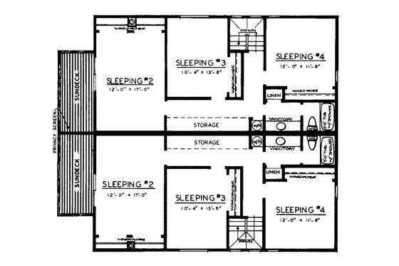 Floor Plan - Upper Floor for Modern House Plan #303-274 - 4 bed, 2 bath
