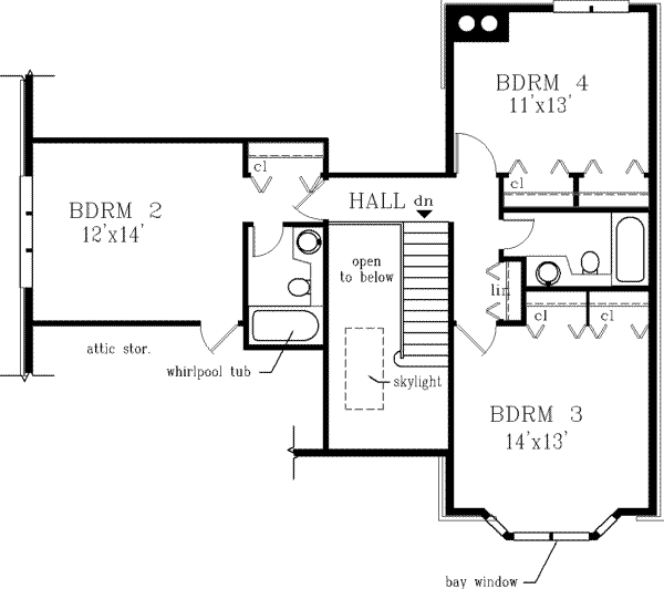 Traditional Floor Plan - Upper Floor Plan #3-174