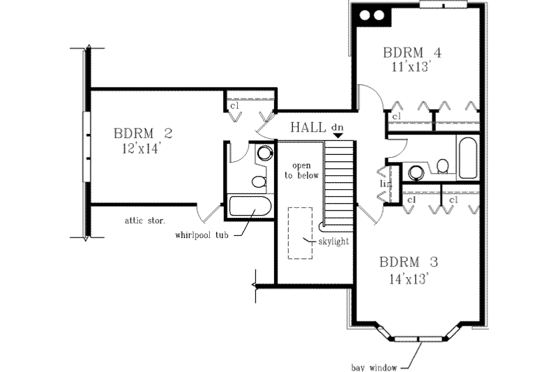 Dream House Plan - Floor Plan - Upper Floor for Traditional House Plan #3-174 - 4 bed, 3.5 bath