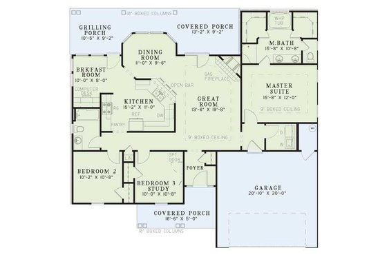 Floor Plan - Main Floor for Traditional House Plan #17-114 - 3 bed, 2 bath