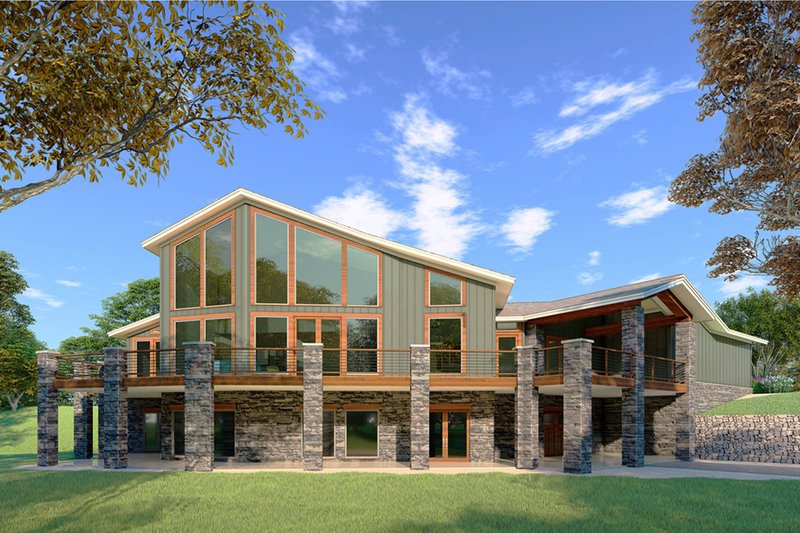 House Design - Contemporary Exterior - Rear Elevation Plan #923-86