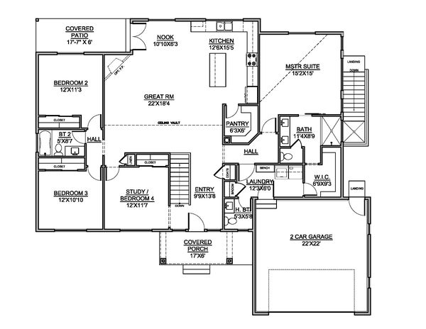 Country Floor Plan - Main Floor Plan #1073-23