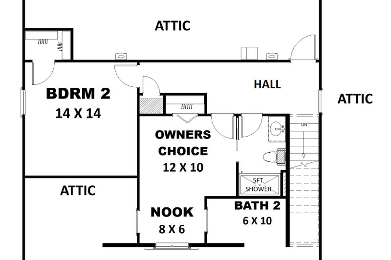 Architectural House Design - Floor Plan - Upper Floor for Bungalow House Plan #44-197 - 3 bed, 2.5 bath