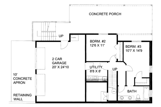 Floor Plan - Lower Floor for Cabin House Plan #117-759 - 3 bed, 2.5 bath