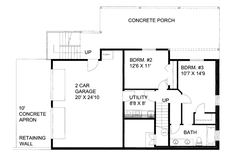 Home Plan - Floor Plan - Lower Floor for Cabin House Plan #117-759 - 3 bed, 2.5 bath