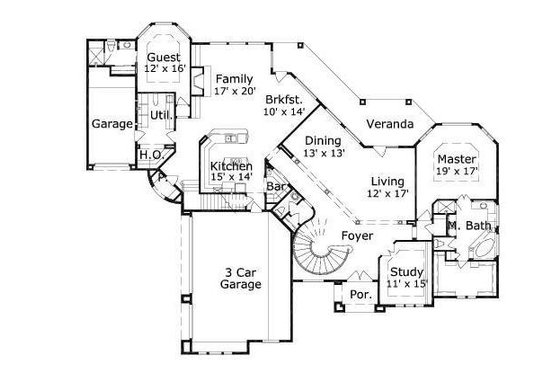 Floor Plan - Main Floor for Mediterranean House Plan #411-272 - 6 bed, 5 bath