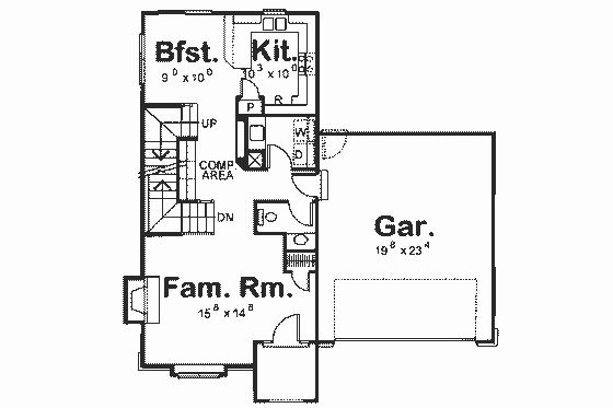 Floor Plan - Main Floor for Tudor House Plan #20-1223 - 3 bed, 2.5 bath