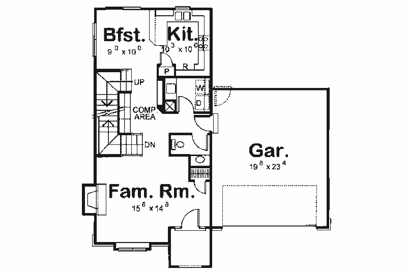 Home Plan - Floor Plan - Main Floor for Tudor House Plan #20-1223 - 3 bed, 2.5 bath