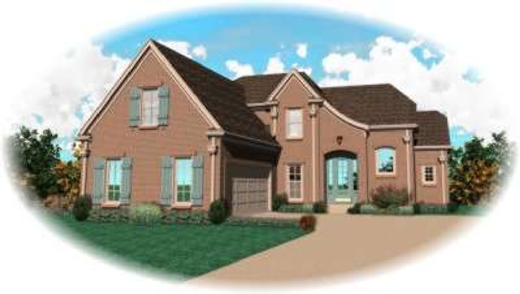 Exterior - Front Elevation 2 for European House Plan #81-1047 - 3 bed, 2.5 bath