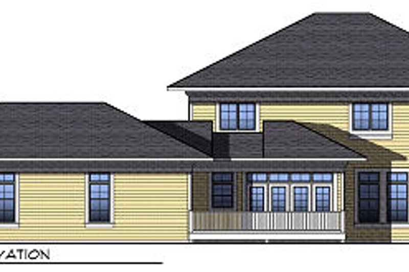 Home Plan - Exterior - Rear Elevation for European House Plan #70-882 - 4 bed, 2 bath