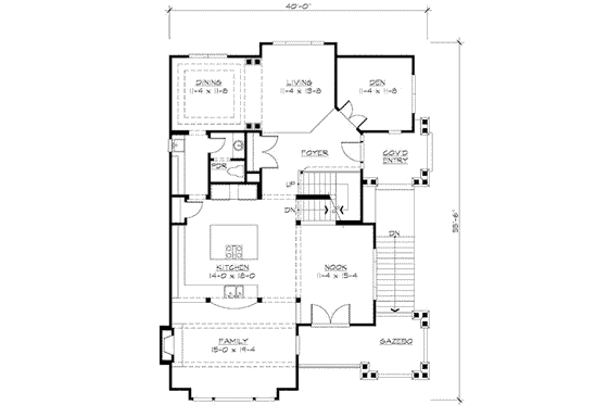 Floor Plan - Main Floor for Craftsman House Plan #132-148 - 3 bed, 2.5 bath