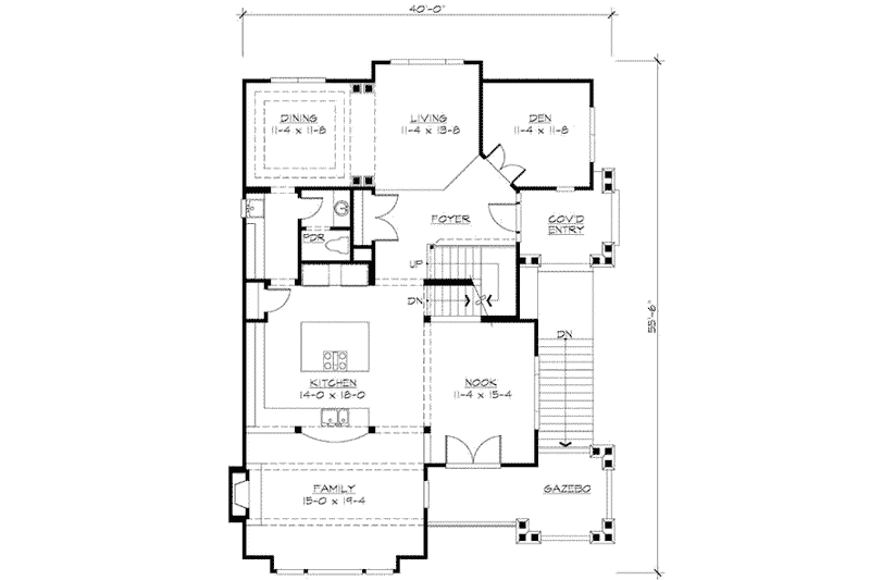 Home Plan - Floor Plan - Main Floor for Craftsman House Plan #132-148 - 3 bed, 2.5 bath