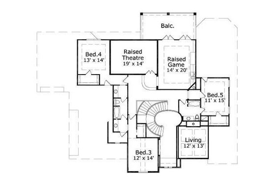 Floor Plan - Upper Floor for European House Plan #411-714 - 5 bed, 3.5 bath
