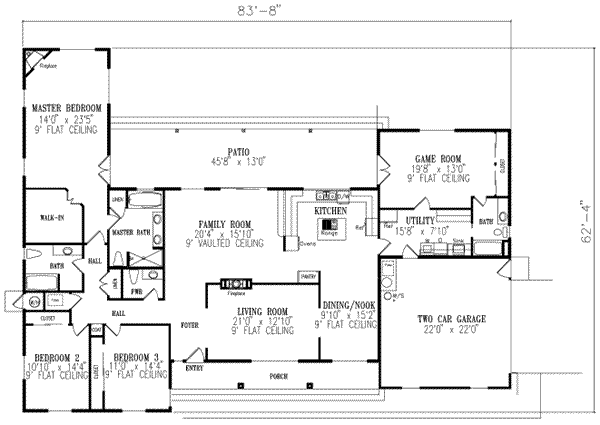 Adobe / Southwestern Floor Plan - Main Floor Plan #1-712