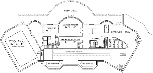 Architectural House Design - Classical Floor Plan - Lower Floor Plan #117-146