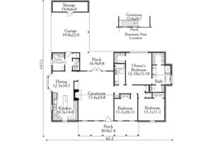 Floor Plan - Main Floor for Country House Plan #406-220 - 3 bed, 2.5 bath