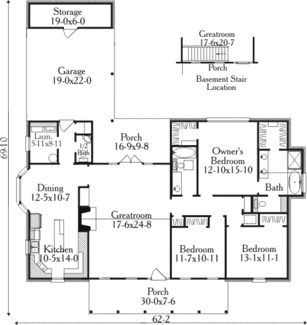 Country Floor Plan - Main Floor Plan #406-220