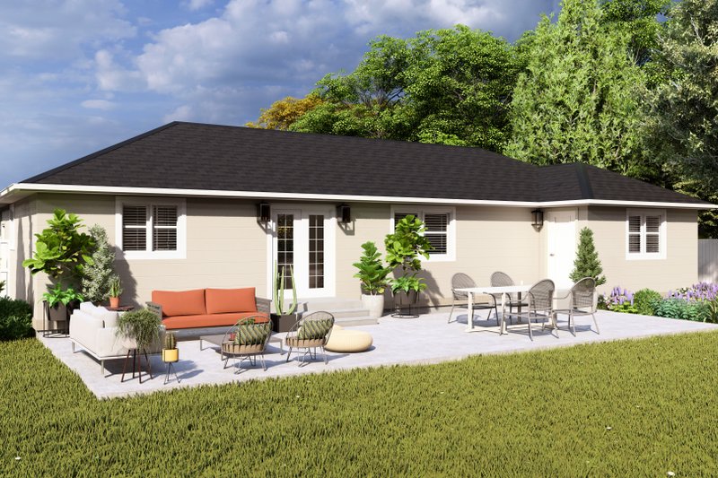 House Design - Exterior - Rear Elevation for Ranch House Plan #1060-260 - 3 bed, 2 bath