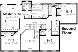 Floor Plan - Upper Floor for Colonial House Plan #312-565 - 4 bed, 2.5 bath