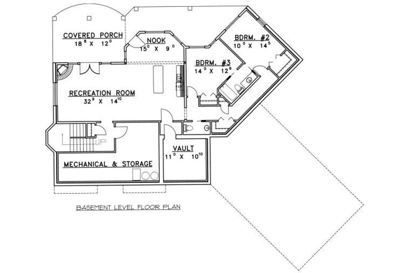 Home Plan - Floor Plan - Lower Floor for Bungalow House Plan #117-578 - 3 bed, 3 bath