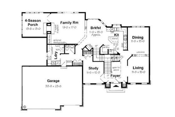 Floor Plan - Main Floor for European House Plan #312-628 - 4 bed, 2.5 bath