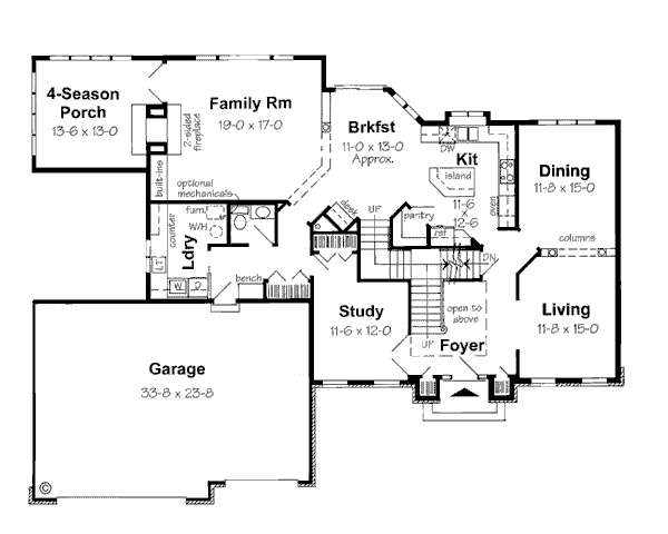 European Style House Plan - 4 Beds 2.5 Baths 3339 Sq/Ft Plan #312-628 ...