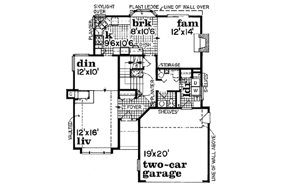 Floor Plan - Main Floor for Traditional House Plan #47-180 - 3 bed, 2.5 bath